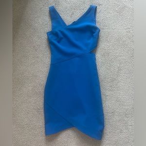 LIKELY asymmetrical royal blue formal mini dress